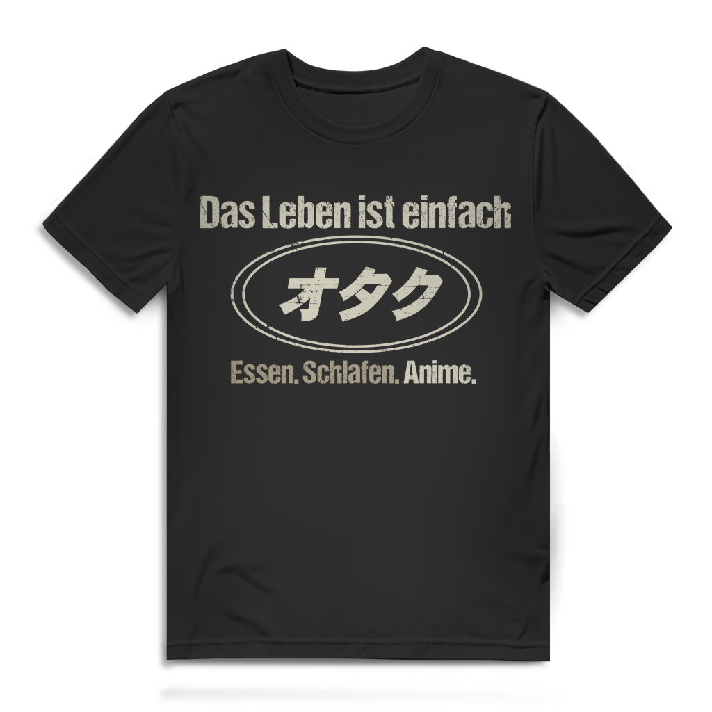 Anime Shirt Herren – Essen Schlafen Anime – Otaku Japan Design für Männer Black