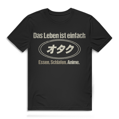 Anime Shirt Herren – Essen Schlafen Anime – Otaku Japan Design für Männer