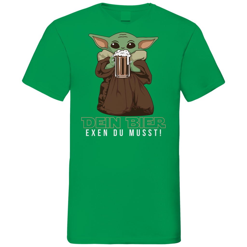 Dein Bier exen du musst Baby Yoda - Herren V-Neck Shirt