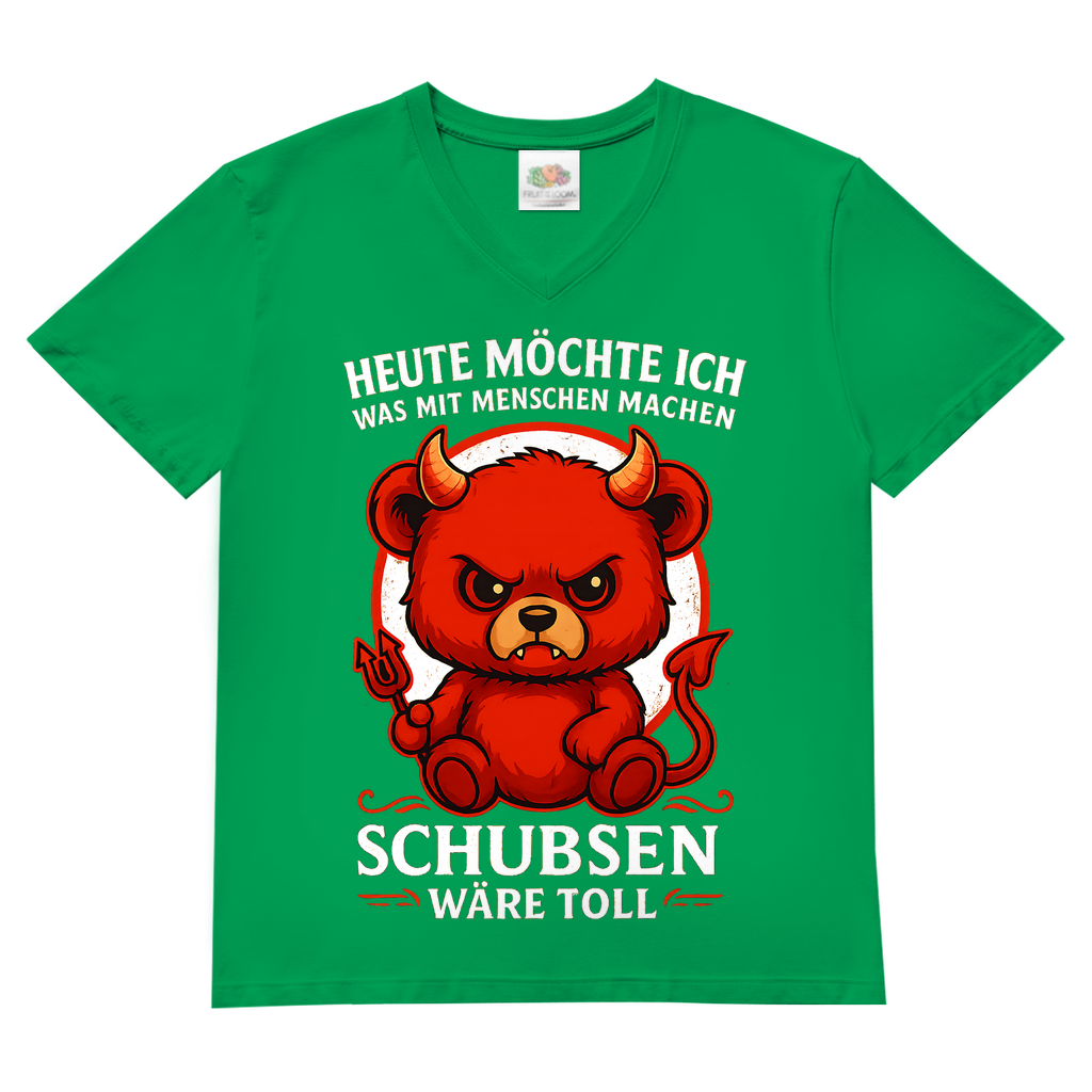 Heute möchte ich was mit Menschen machen Schubsen wäre toll Herren V-Neck T-Shirt Kelly Green