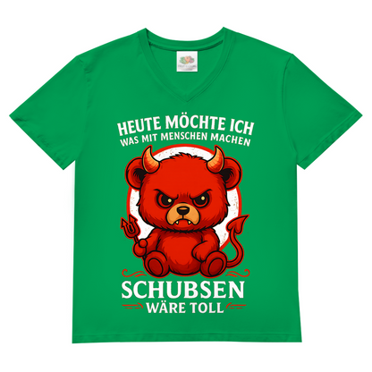 Heute möchte ich was mit Menschen machen Schubsen wäre toll Herren V-Neck T-Shirt Kelly Green