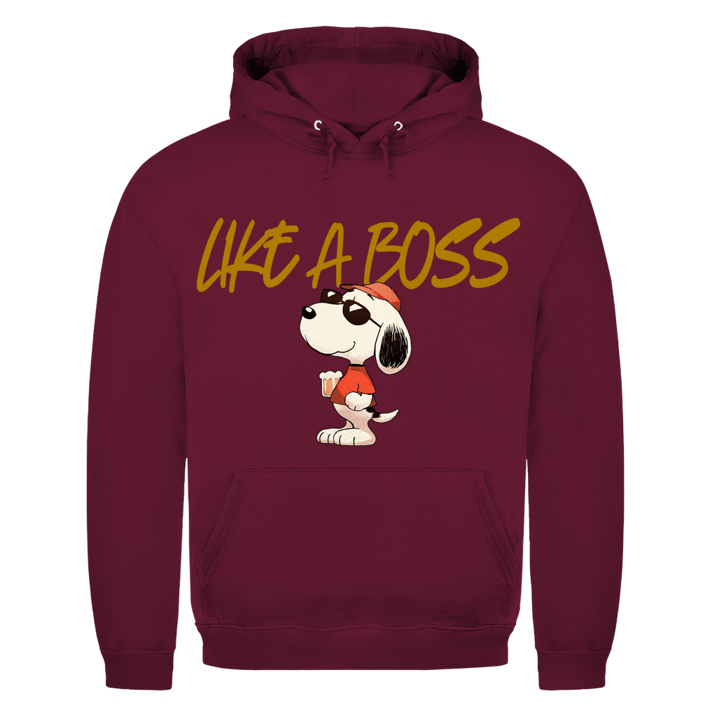 Peanuts Snoopy mit Bier Like a Boss - Herren Hoodie Burgundy
