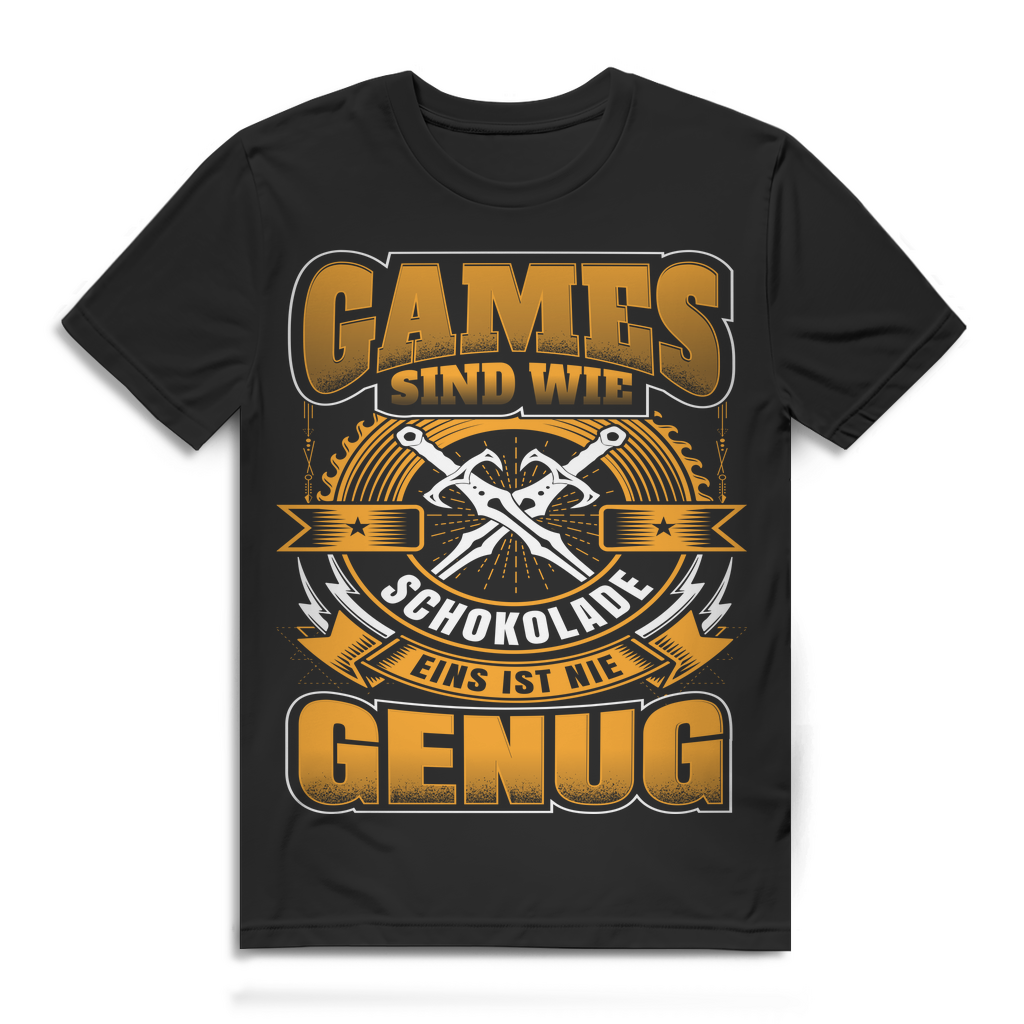Herren T-Shirt Games sind wie Schokolade - Eins ist nie genug Black