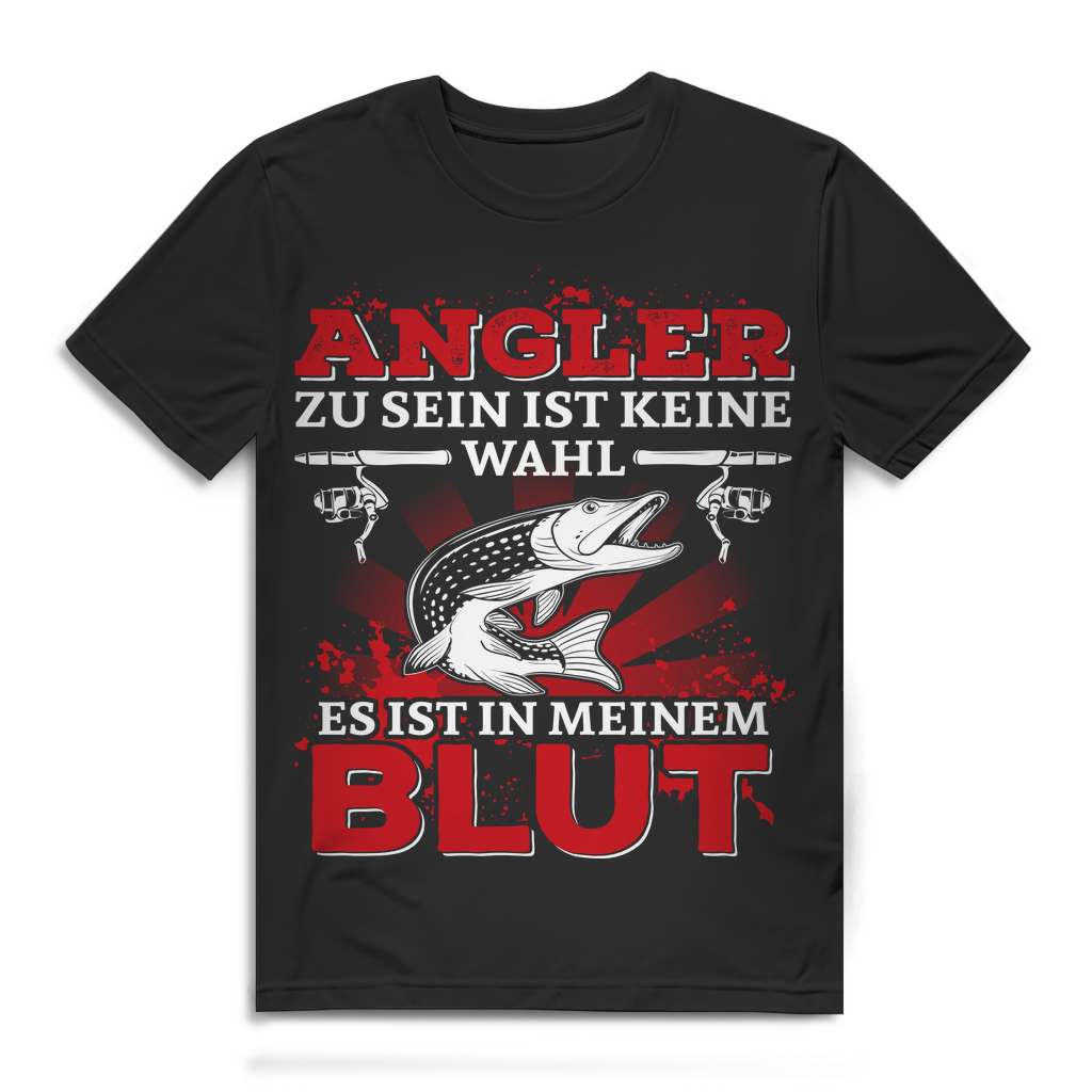 Angler Spruch Shirt Männer – Angeln ist mein Blut – Geschenk für Fischer