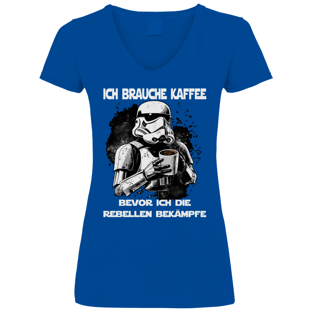 Ich brauche Kaffee - Stormtrooper - V-Neck Damenshirt