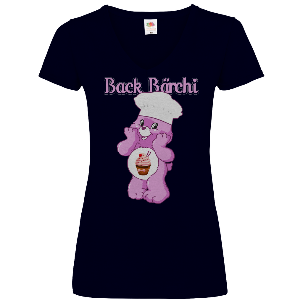 Back Bärchi - Glücksbärchi - V-Neck Damenshirt Deep Navy