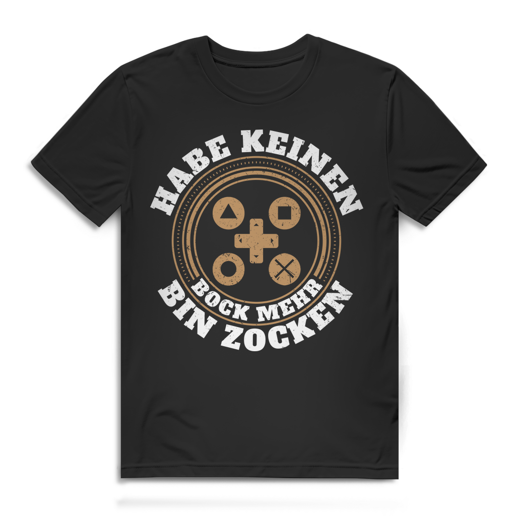 Herren T-Shirt Habe keinen Bock mehr bin Zocken Gamer Bio Baumwolle Black
