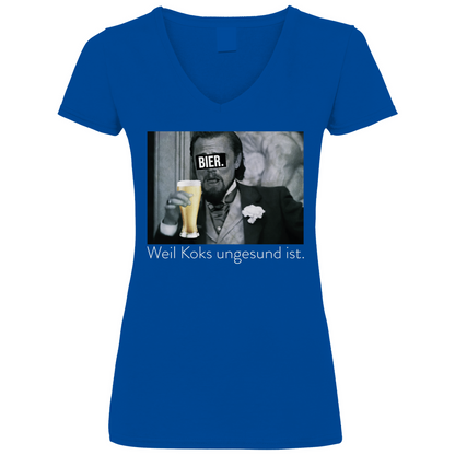Leonardo DiCaprio - Bier weil Koks ungesund ist - V-Neck Damenshirt Royal Blue XL