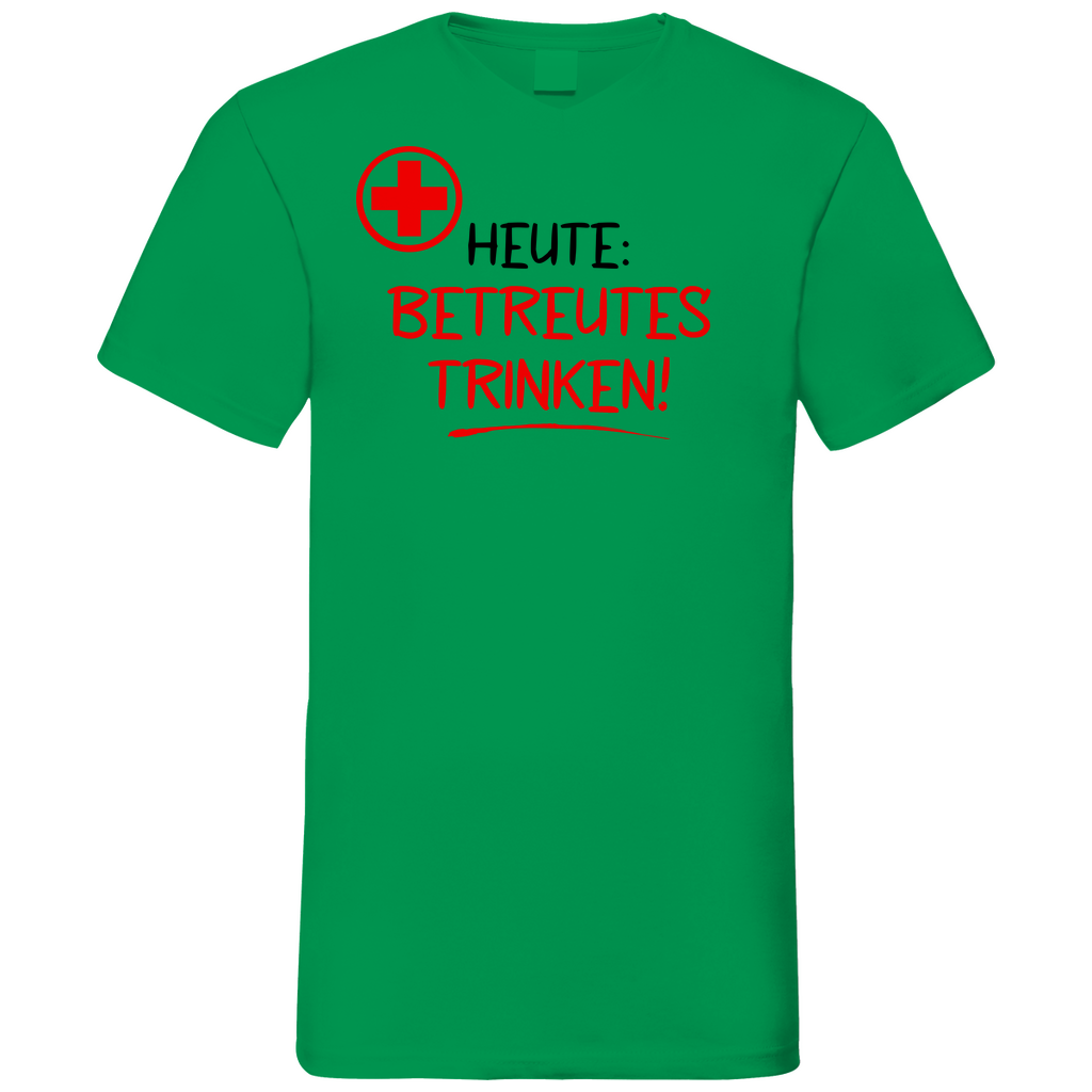 Heute betreutes Trinken! - Herren V-Neck Shirt Kelly Green