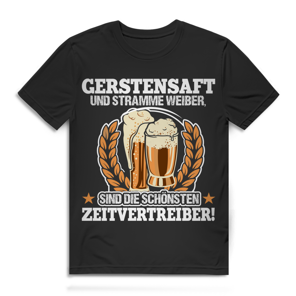 Gerstensaft und stramme Weiber Shirt – Derb lustiges T-Shirt Bierwitz für Herren Black