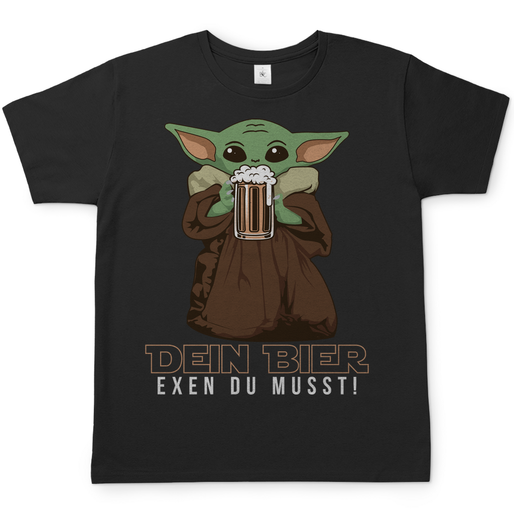 Dein Bier exen du musst Baby Yoda - Herren Shirt Black