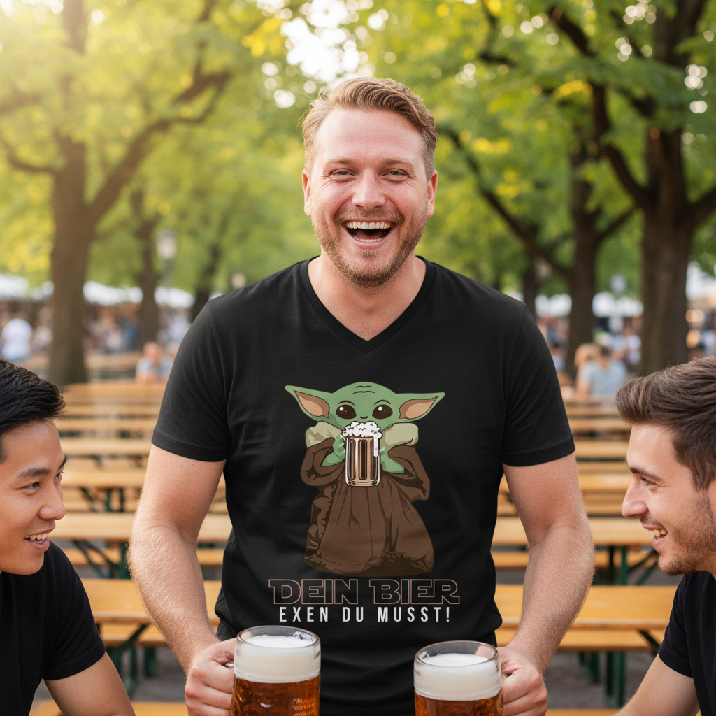 Dein Bier exen du musst Baby Yoda - Herren V-Neck Shirt