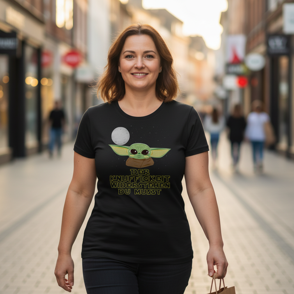 Der Knuffigkeit widerstehen du musst - Baby Yoda Grogu - Damenshirt
