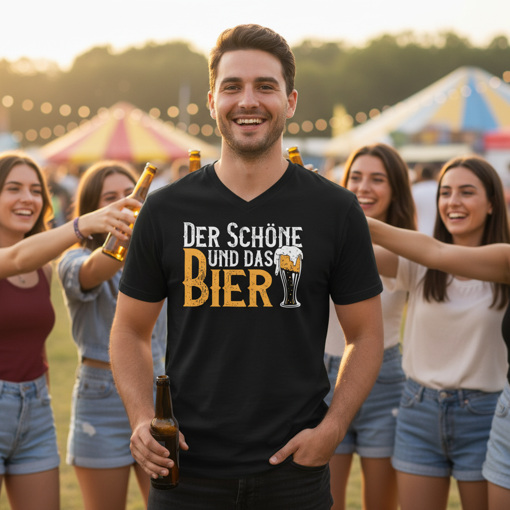 Der Schöne und das Bier - Herren V-Neck Shirt
