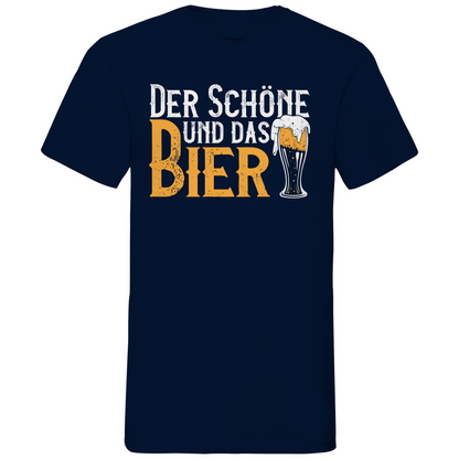 Der Schöne und das Bier - Herren V-Neck Shirt Navy