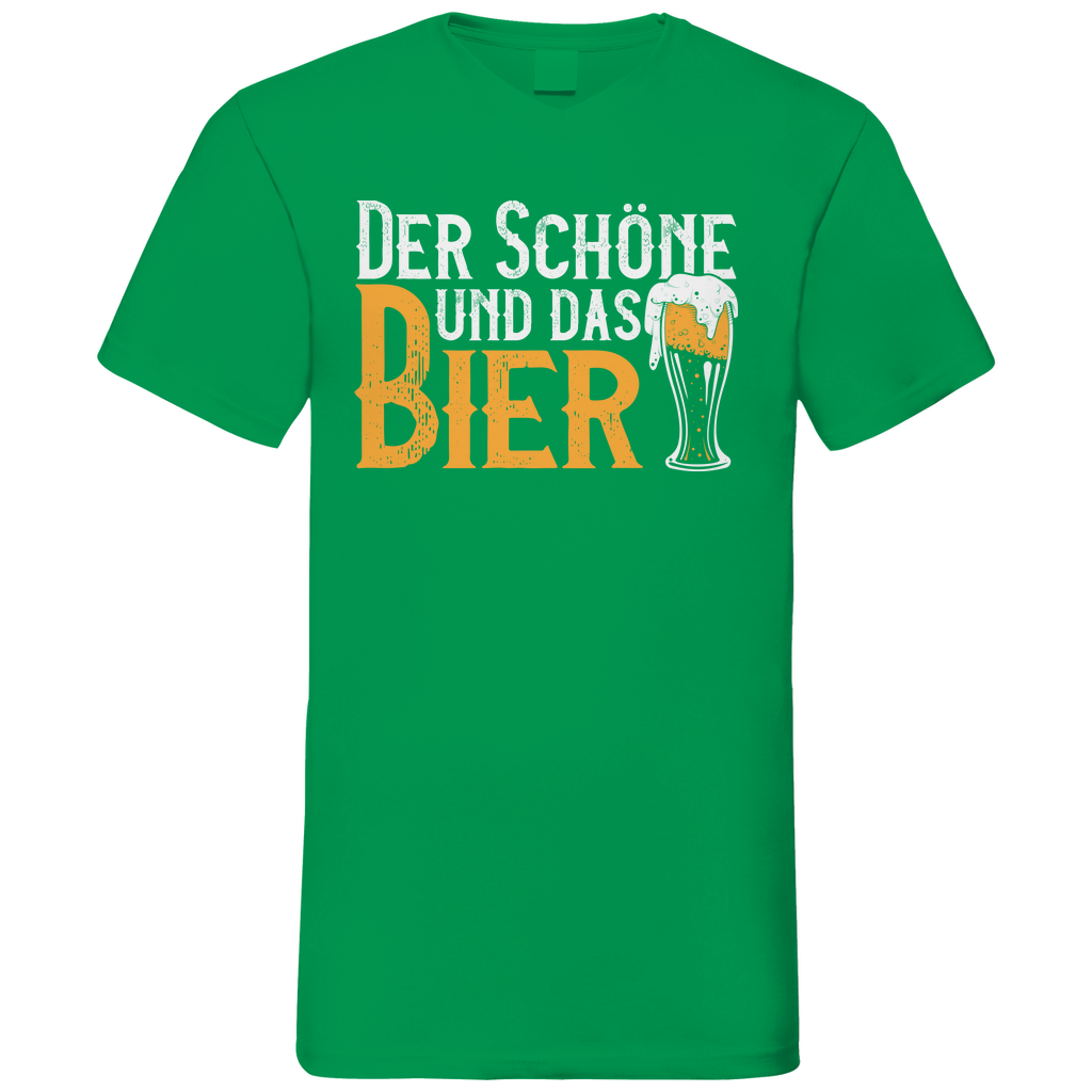 Der Schöne und das Bier - Herren V-Neck Shirt Kelly Green