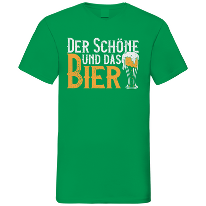Der Schöne und das Bier - Herren V-Neck Shirt Kelly Green