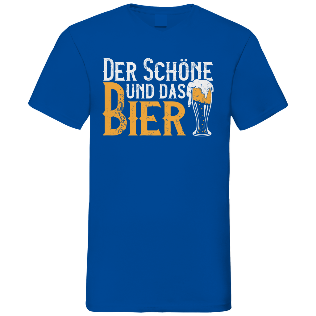 Der Schöne und das Bier - Herren V-Neck Shirt Royal Blue