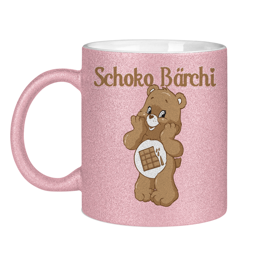 Schoko Bärchi - Glücksbärchi - Glitzertasse Pink Glitter One size