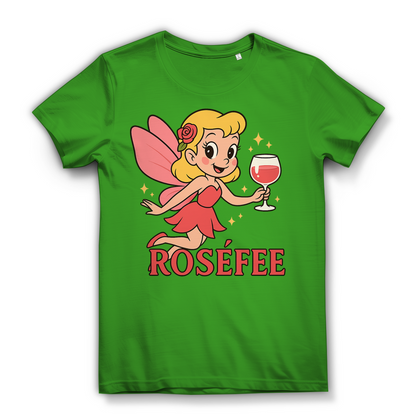 Damen Premium Bio T-Shirt ROSÉFEE – Rosé Wein Fee Motiv aus 100 % Bio-Baumwolle Real Green