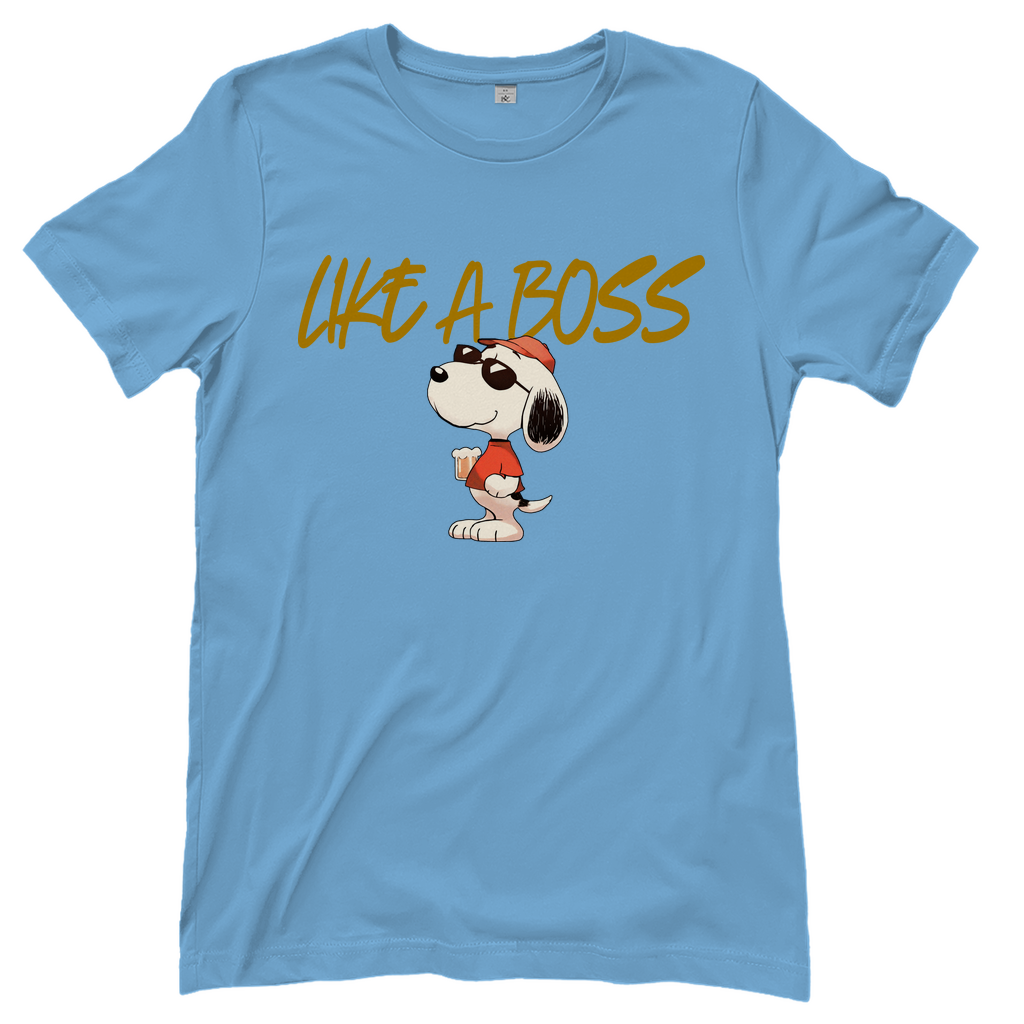 Peanuts Snoopy mit Bier Like a Boss - Damenshirt Sky Blue