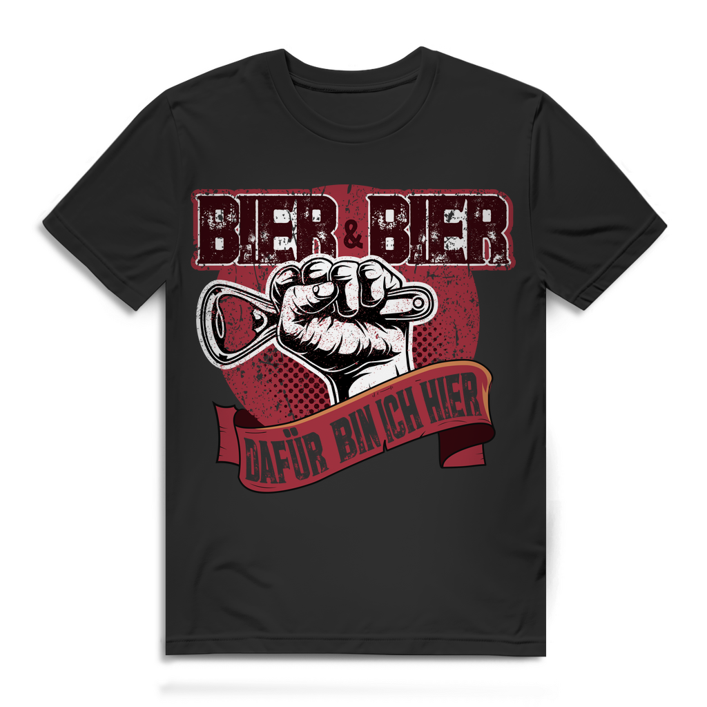 Bier &amp; Bier dafür bin ich hier – Lustiges Männer T-Shirt mit Trink-Spruch Black
