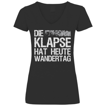 Die Klapse hat heute Wandertag - V-Neck Damenshirt Black