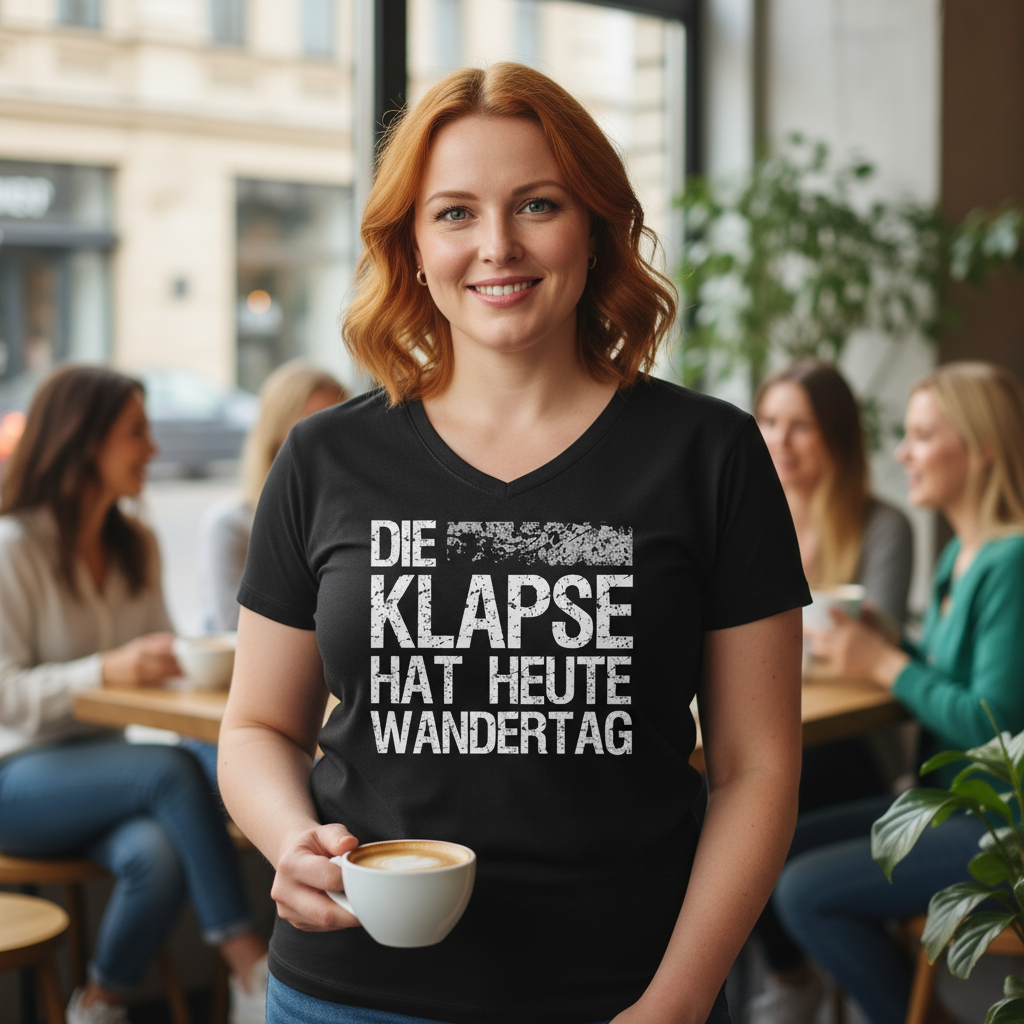 Die Klapse hat heute Wandertag - V-Neck Damenshirt