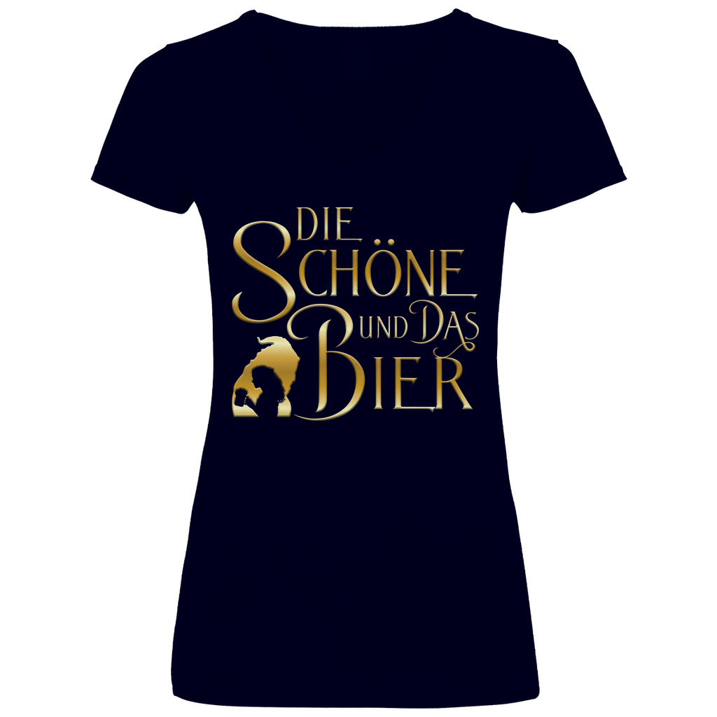 Die Schöne und das Biest Bier - V-Neck Damenshirt Deep Navy