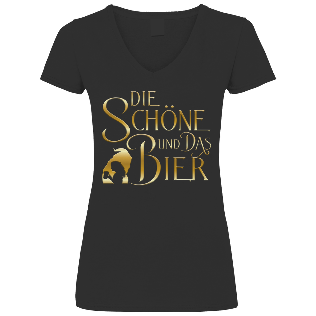 Die Schöne und das Biest Bier - V-Neck Damenshirt Black