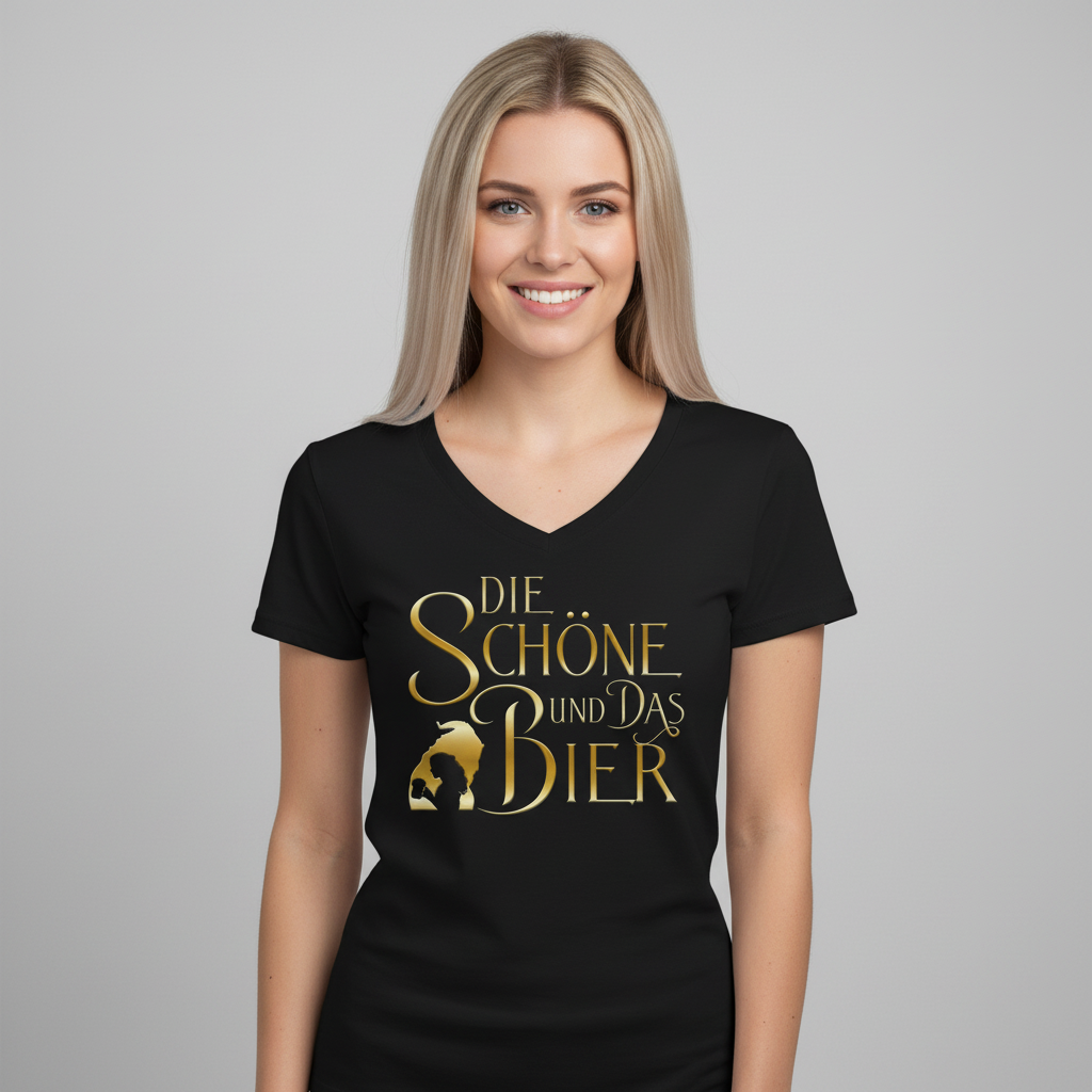Die Schöne und das Biest Bier - V-Neck Damenshirt