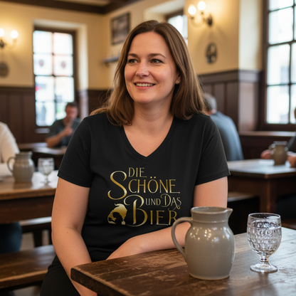 Die Schöne und das Biest Bier - V-Neck Damenshirt