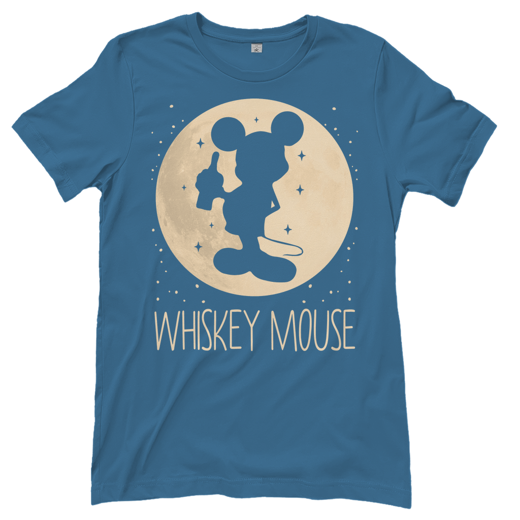 Hellblaues Frauen Shirt mit Disney Parodie Whiskey Mouse Mond Prinzessin witzig, Frontansicht
