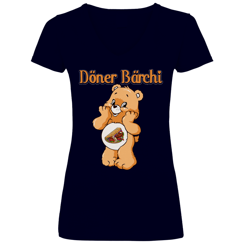 Döner Bärchi - Glücksbärchi - V-Neck Damenshirt Deep Navy