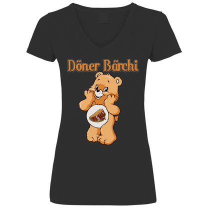 Döner Bärchi - Glücksbärchi - V-Neck Damenshirt Black