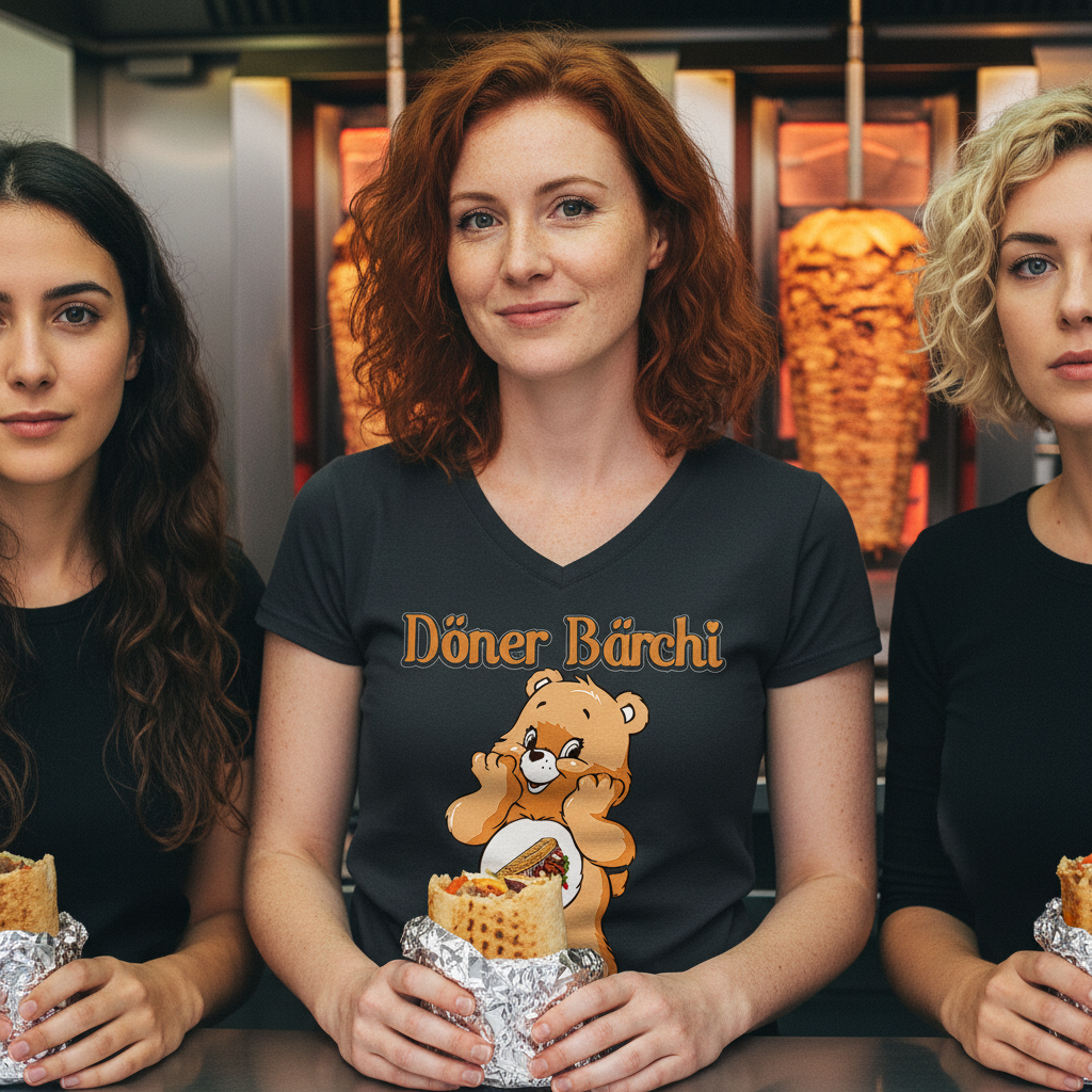 Döner Bärchi - Glücksbärchi - V-Neck Damenshirt