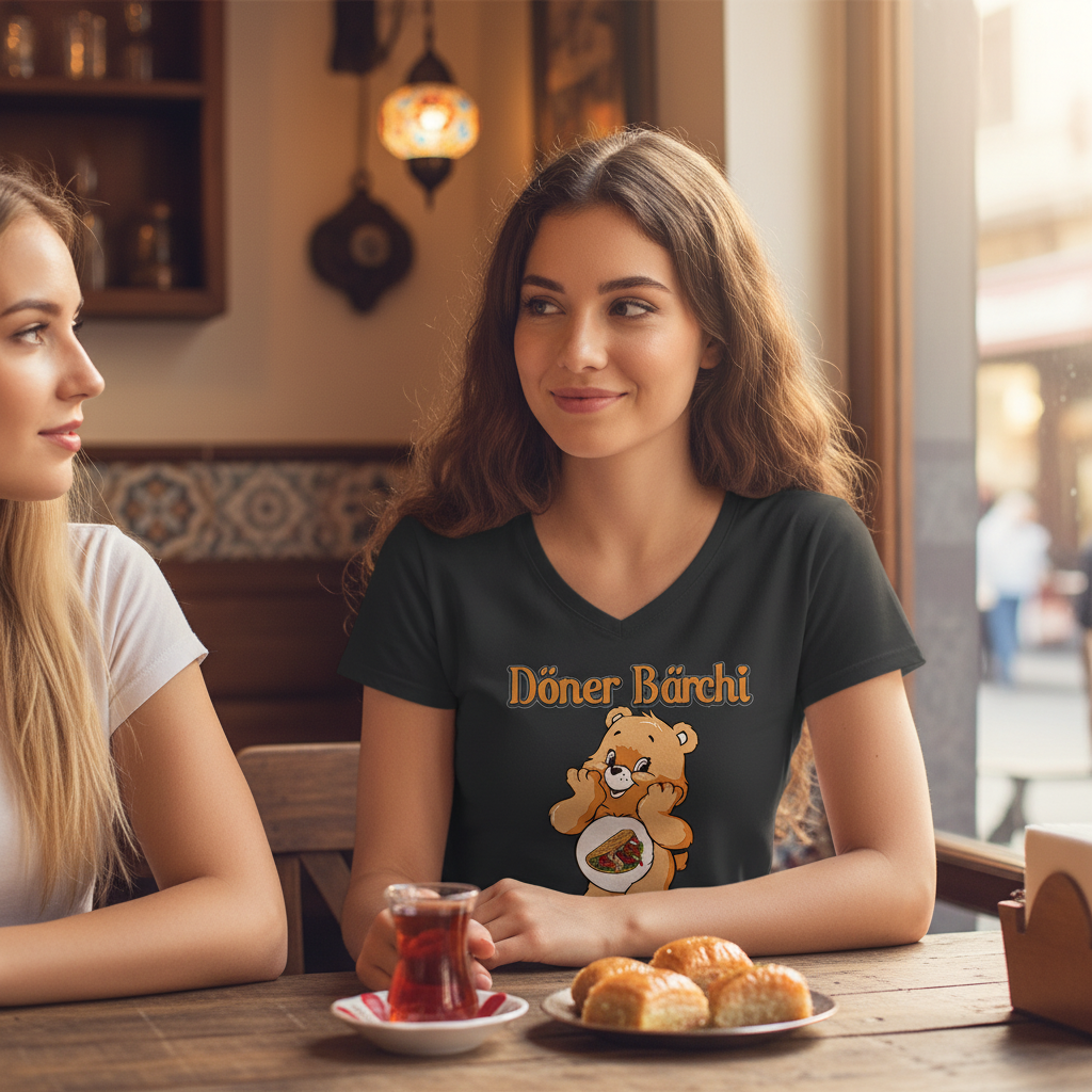 Döner Bärchi - Glücksbärchi - V-Neck Damenshirt