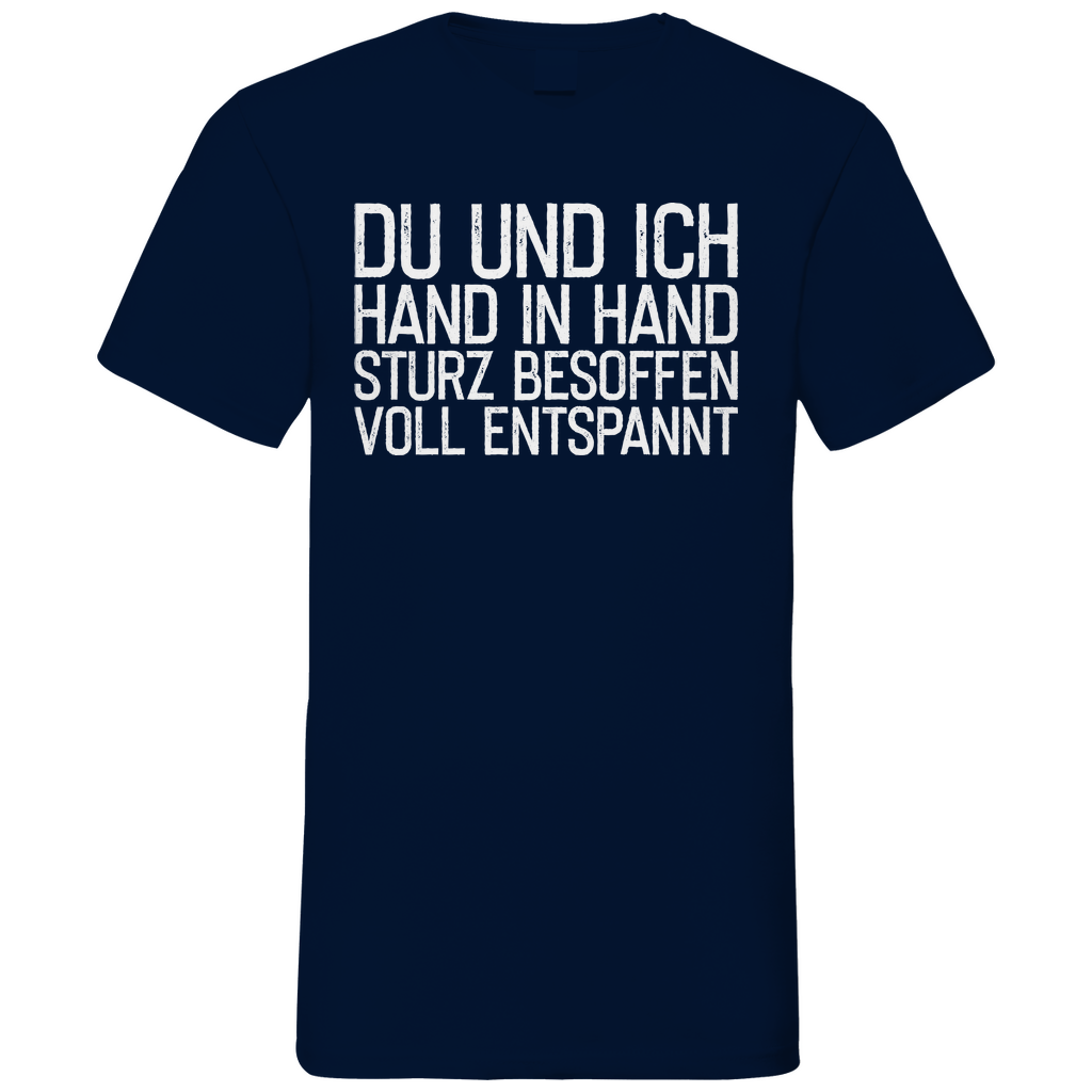 Du und ich Hand in Hand - Herren V-Neck Shirt Navy