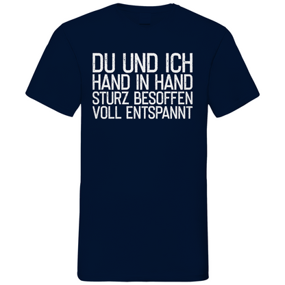 Du und ich Hand in Hand - Herren V-Neck Shirt Navy