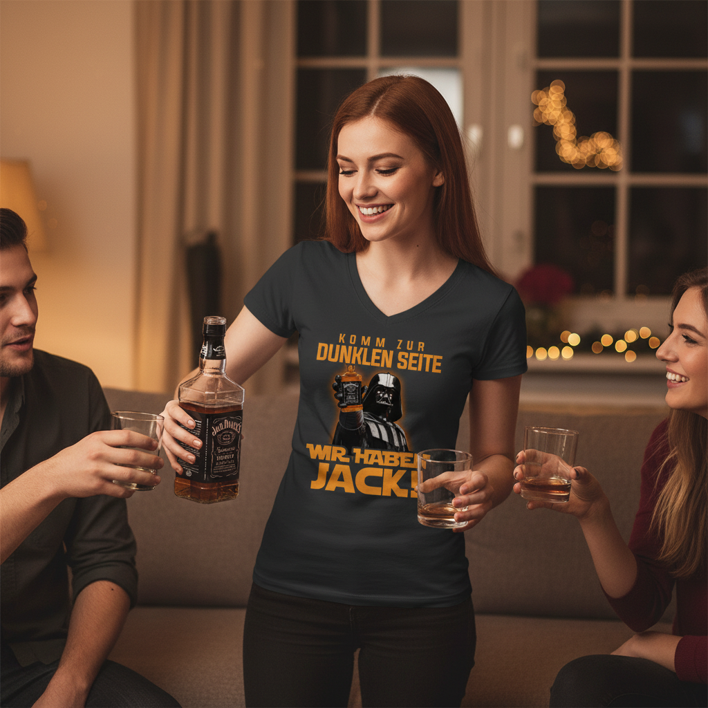 Komm zur dunklen Seite wir haben Jack Darth Vader - V-Neck Damenshirt