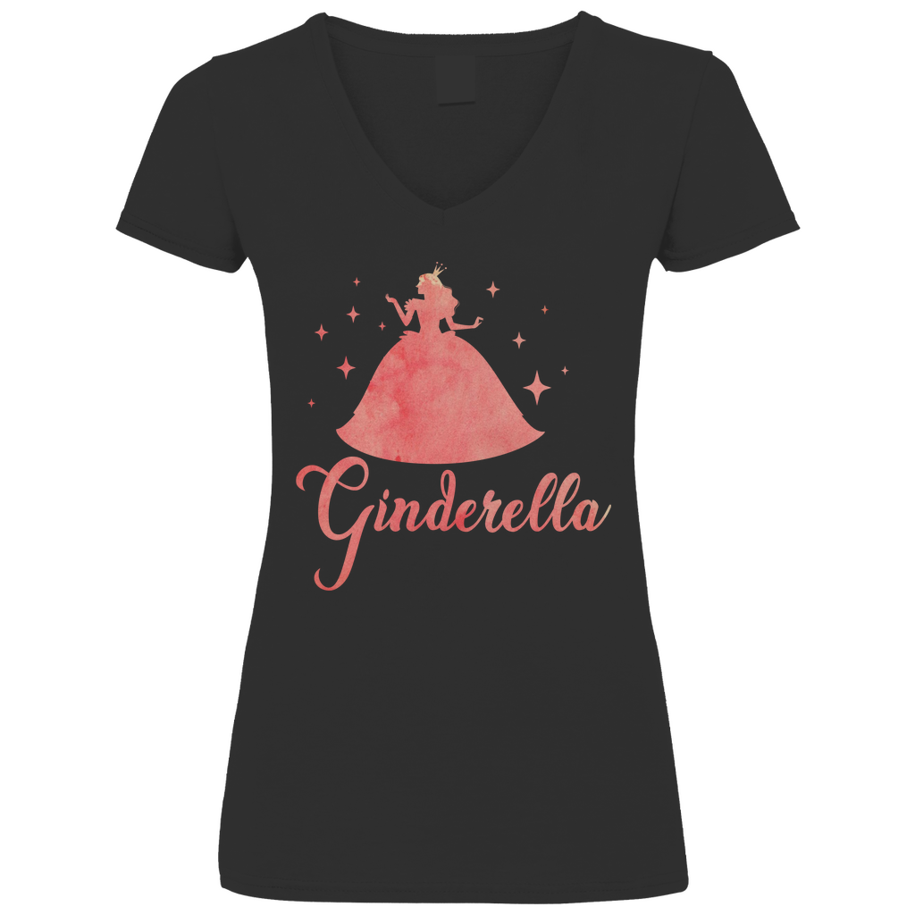 Ginderella - Prinzessin Aquarell - V-Neck Damenshirt