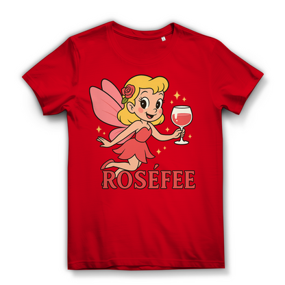Damen Premium Bio T-Shirt ROSÉFEE – Rosé Wein Fee Motiv aus 100 % Bio-Baumwolle Red
