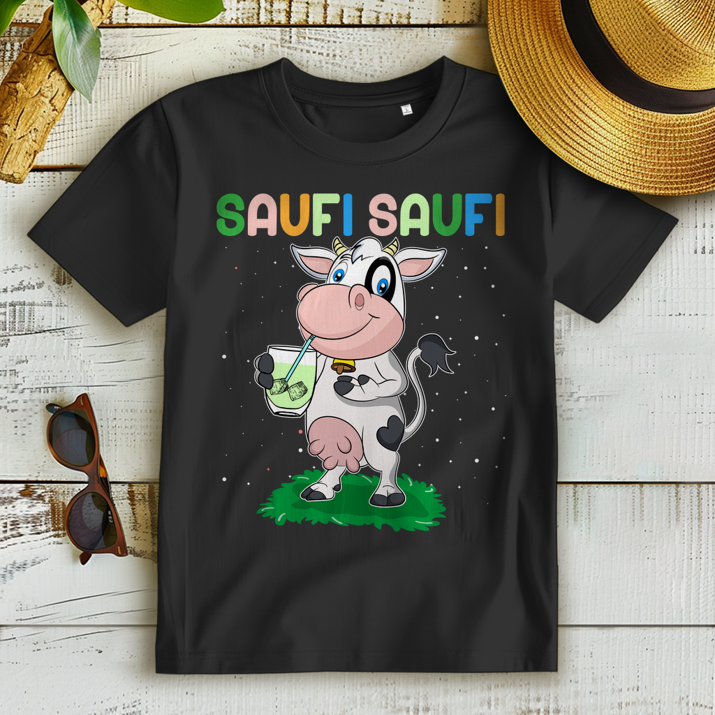 Frauen T-Shirt Saufi Saufi Kuh lustiges Party Funshirt Cocktail Muh Kuh Shirt