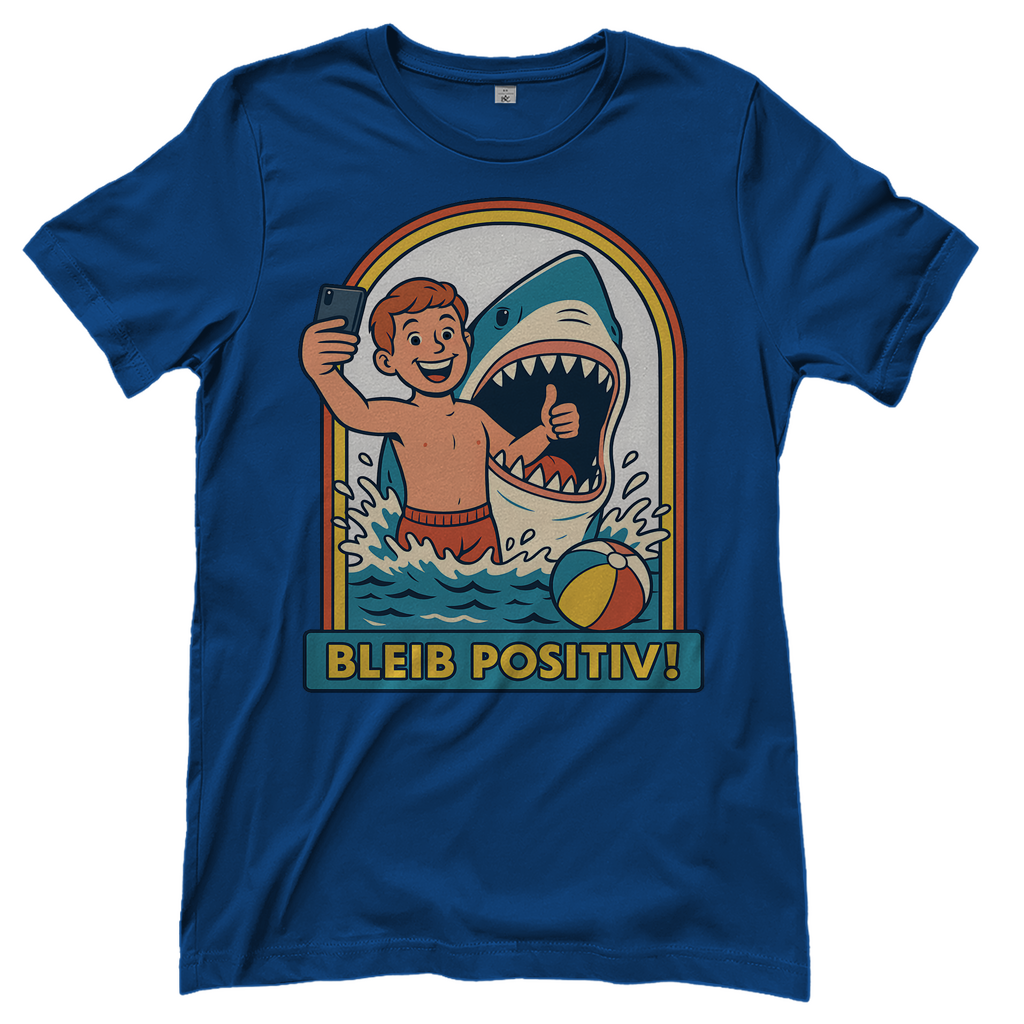 Bleib Positiv Hai Selfie Retro - Damen T-Shirt Royal Blue