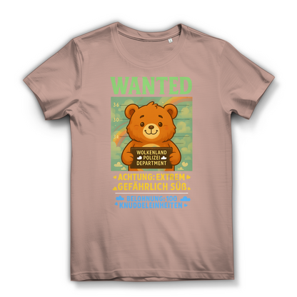 Damen Premium Bio T-Shirt Wanted Glücksbärchi Wolkenland Extrem Gefährlich Süß Millennial Pink