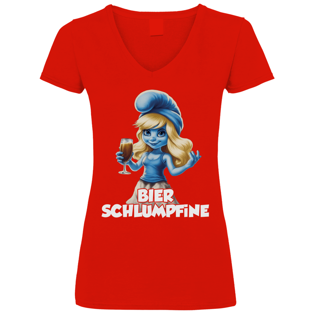 Bier Schlumpfine Grafik - V-Neck Damenshirt