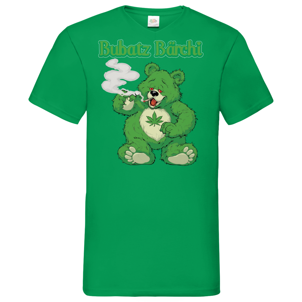 Bubatz Bärchi - Glücksbärchi - Herren V-Neck Shirt Kelly Green