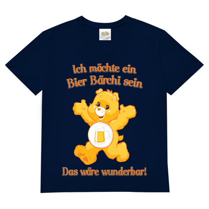 Herren V-Neck T-Shirt Ich möchte ein Bier Bärchi sein das wäre wunderbar! Navy