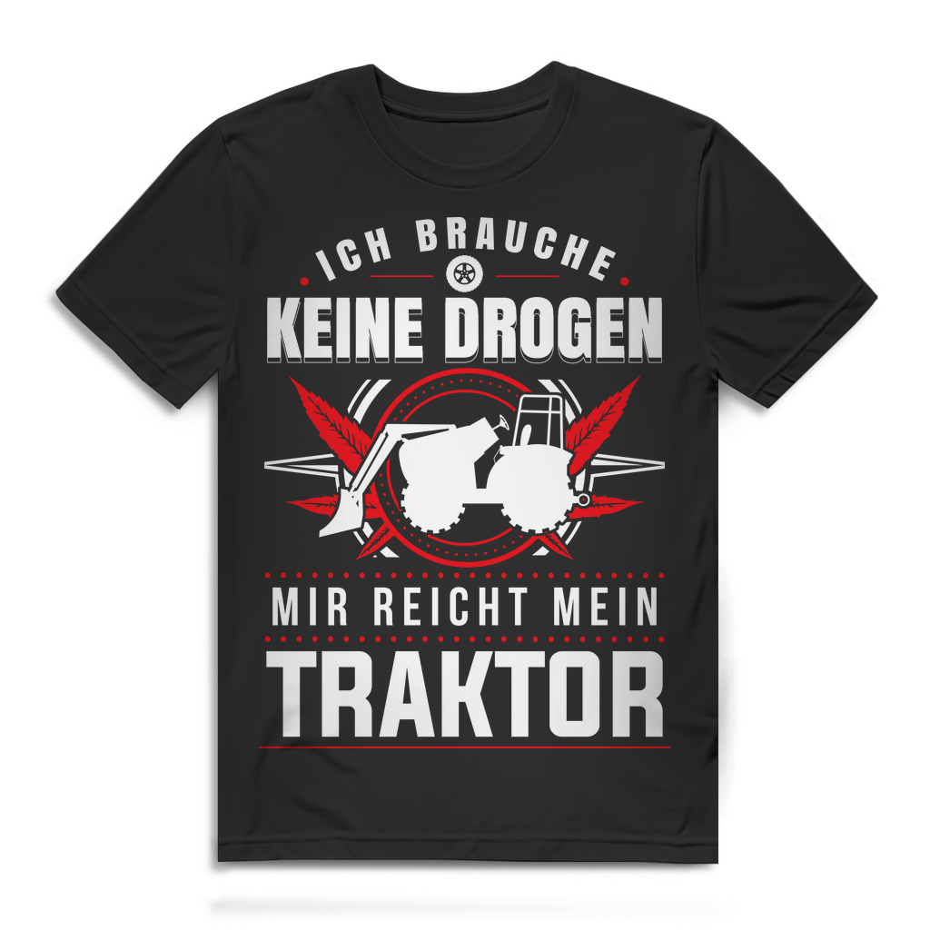 Fun Shirt Bauernhof Herren – Traktor statt Drogen – Bio Baumwolle T-Shirt Black