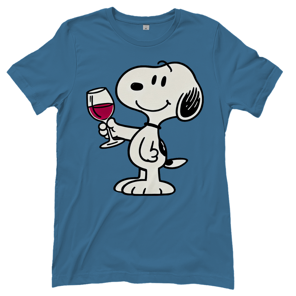 Snoopy mit Wein - Die Peanuts - Damenshirt Stone Blue